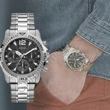 Buy Shop Guess Commander Chronograph Black Dial Silver Steel Strap Watch for Men - GW0056G1 USA Online