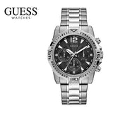Buy Shop Guess Commander Chronograph Black Dial Silver Steel Strap Watch for Men - GW0056G1 USA Online