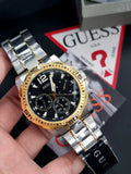 Buy Shop Guess Commander Chronograph Black Dial Two Tone Steel Strap Watch for Men - GW0056G4 USA Online