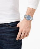 Buy Shop Guess Commander Chronograph Blue Dial Silver Steel Strap Watch for Men - GW0056G2 USA Online