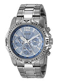 Buy Shop Guess Commander Chronograph Blue Dial Silver Steel Strap Watch for Men - GW0056G2 USA Online