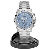 Buy Shop Guess Commander Chronograph Blue Dial Silver Steel Strap Watch for Men - GW0056G2 USA Online
