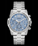Buy Shop Guess Commander Chronograph Blue Dial Silver Steel Strap Watch for Men - GW0056G2 USA Online