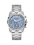 Buy Shop Guess Commander Chronograph Blue Dial Silver Steel Strap Watch for Men - GW0056G2 USA Online
