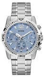 Buy Shop Guess Commander Chronograph Blue Dial Silver Steel Strap Watch for Men - GW0056G2 USA Online