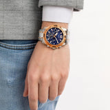 Buy Shop Guess Commander Chronograph Blue Dial Two Tone Steel Strap Watch for Men - GW0056G5 USA Online