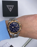 Buy Shop Guess Commander Chronograph Blue Dial Two Tone Steel Strap Watch for Men - GW0056G5 USA Online