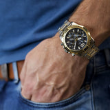 Buy Shop Guess Commander Chronograph Blue Dial Two Tone Steel Strap Watch for Men - GW0056G5 USA Online