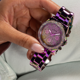 Buy Shop Guess Confetti Chronograph Crystals Multicolor Dial Purple Steel Strap Watch For Women - GW0483L5 USA Online