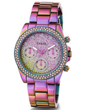 Buy Shop Guess Confetti Chronograph Crystals Multicolor Dial Purple Steel Strap Watch For Women - GW0483L5 USA Online