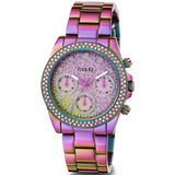 Buy Shop Guess Confetti Chronograph Crystals Multicolor Dial Purple Steel Strap Watch For Women - GW0483L5 USA Online