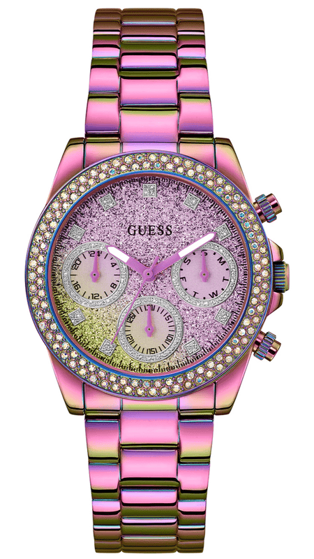 Buy Shop Guess Confetti Chronograph Crystals Multicolor Dial Purple Steel Strap Watch For Women - GW0483L5 USA Online