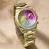 Buy Shop Guess Confetti Chronograph Rainbow Dial Gold Steel Strap Watch For Women - GW0483L4 USA Online