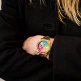Buy Shop Guess Confetti Chronograph Rainbow Dial Gold Steel Strap Watch For Women - GW0483L4 USA Online