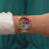 Buy Shop Guess Confetti Chronograph Rainbow Dial Gold Steel Strap Watch For Women - GW0483L4 USA Online