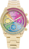 Buy Shop Guess Confetti Chronograph Rainbow Dial Gold Steel Strap Watch For Women - GW0483L4 USA Online