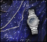 Buy Shop Guess Confetti Diamonds Blue Dial Silver Steel Strap Watch for Women - W0774L6 USA Online