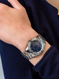 Buy Shop Guess Confetti Diamonds Blue Dial Silver Steel Strap Watch for Women - W0774L6 USA Online