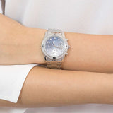 Buy Shop Guess Confetti Diamonds Blue Dial Silver Steel Strap Watch for Women - W0774L6 USA Online