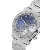 Buy Shop Guess Confetti Diamonds Blue Dial Silver Steel Strap Watch for Women - W0774L6 USA Online