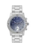 Buy Shop Guess Confetti Diamonds Blue Dial Silver Steel Strap Watch for Women - W0774L6 USA Online
