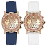 Buy Shop Guess Confetti Diamonds Gold Dial Blue Rubber Strap Watch For Women - W1098L6 USA Online