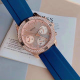 Buy Shop Guess Confetti Diamonds Gold Dial Blue Rubber Strap Watch For Women - W1098L6 USA Online