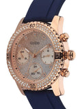 Buy Shop Guess Confetti Diamonds Gold Dial Blue Rubber Strap Watch For Women - W1098L6 USA Online