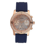 Buy Shop Guess Confetti Diamonds Gold Dial Blue Rubber Strap Watch For Women - W1098L6 USA Online