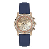 Buy Shop Guess Confetti Diamonds Gold Dial Blue Rubber Strap Watch For Women - W1098L6 USA Online