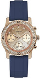 Buy Shop Guess Confetti Diamonds Gold Dial Blue Rubber Strap Watch For Women - W1098L6 USA Online