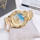 Buy Shop Guess Confetti Diamonds Gold Dial Gold Steel Strap Watch for Women - W0774L2 USA Online
