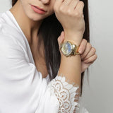 Buy Shop Guess Confetti Diamonds Gold Dial Gold Steel Strap Watch for Women - W0774L2 USA Online