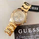 Buy Shop Guess Confetti Diamonds Silver Dial Gold Steel Strap Watch for Women - W0774L5 USA Online