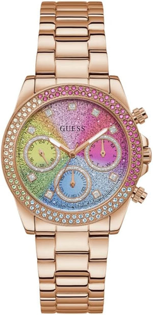 Buy Shop Guess Confetti Multifunction Multicolor Dial Rose Gold Steel Strap Watch For Women - GW0483L3 USA Online
