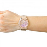 Guess Confetti Pink Dial Rose Gold Steel Strap Watch For Women - W0774L3