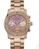 Guess Confetti Pink Dial Rose Gold Steel Strap Watch For Women - W0774L3