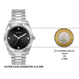 Buy Shop Guess Connoisseur Analog Black Dial Silver Steel Strap Watch For Men - GW0542G1 USA Online