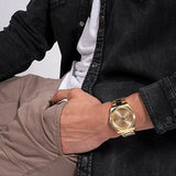 Buy Shop Guess Connoisseur Analog Gold Dial Gold Steel Strap Watch For Men - GW0542G2 USA Online