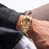 Buy Shop Guess Connoisseur Analog Gold Dial Gold Steel Strap Watch For Men - GW0542G2 USA Online