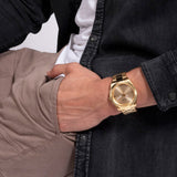 Buy Shop Guess Connoisseur Analog Gold Dial Gold Steel Strap Watch For Men - GW0542G2 USA Online