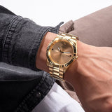 Buy Shop Guess Connoisseur Analog Gold Dial Gold Steel Strap Watch For Men - GW0542G2 USA Online
