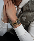 Buy Shop Guess Connoisseur Black Dial Gold Steel Strap Watch for Men - GW0265G3 USA Online