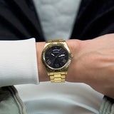 Buy Shop Guess Connoisseur Black Dial Gold Steel Strap Watch for Men - GW0265G3 USA Online