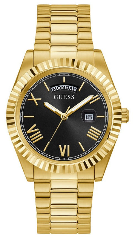 Buy Shop Guess Connoisseur Black Dial Gold Steel Strap Watch for Men - GW0265G3 USA Online