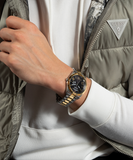 Buy Shop Guess Connoisseur Black Dial Two Tone Steel Strap Watch for Men - GW0265G5 USA Online