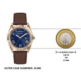 Buy Shop Guess Connoisseur Blue Dial Brown Leather Strap Watch For Men - GW0353G2 USA Online