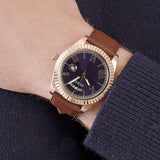 Buy Shop Guess Connoisseur Blue Dial Brown Leather Strap Watch For Men - GW0353G2 USA Online