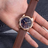 Buy Shop Guess Connoisseur Blue Dial Brown Leather Strap Watch For Men - GW0353G2 USA Online