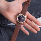 Buy Shop Guess Connoisseur Blue Dial Brown Leather Strap Watch For Men - GW0353G2 USA Online